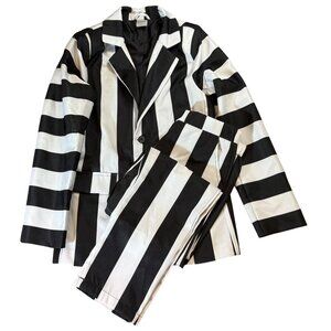 Beetlejuice Black & White Striped Suit Jacket & Pants Set Polyester Youth Large